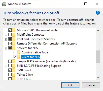 Windows Features Screenshot